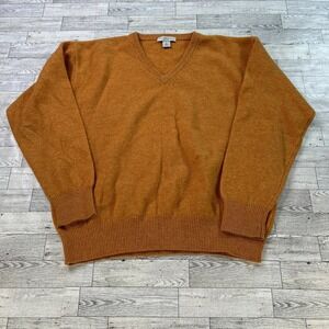 Mark Fore Sweater Mens Size L Orange Rust V-Neck‎ Pullover Knit Lamb Wool